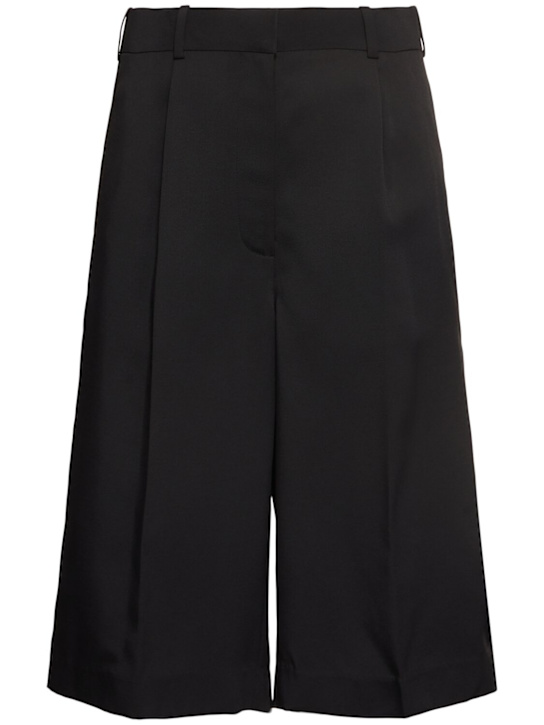 Abadia: Mid-rise triacetate blend bermuda shorts - Black - women_0 | Luisa Via Roma