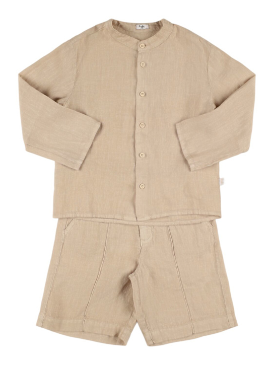 Il Gufo: Linen shirt & shorts - Beige - kids-boys_0 | Luisa Via Roma
