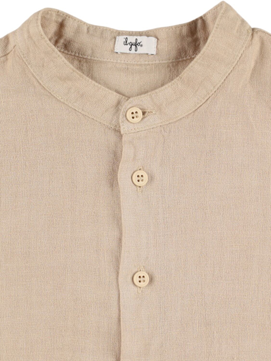 Il Gufo: Linen shirt & shorts - Beige - kids-boys_1 | Luisa Via Roma