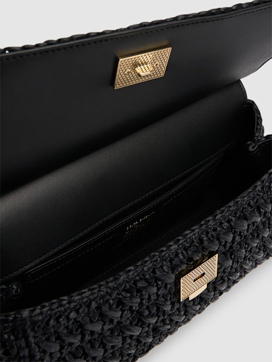 Dolce&Gabbana: Sicily中号加长藤编包 - 黑色 - women_6 | Luisa Via Roma