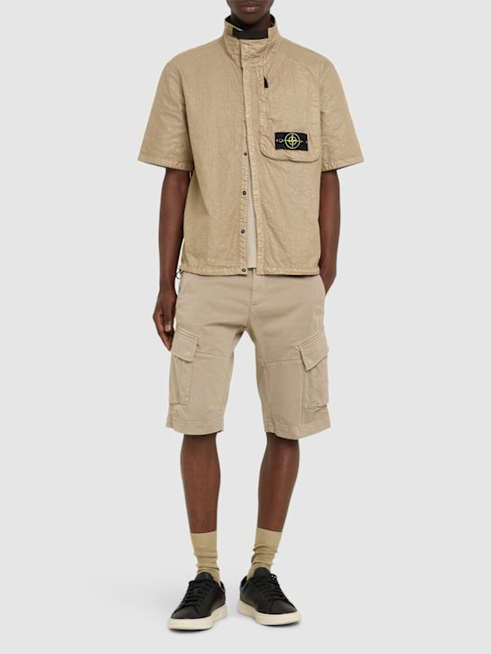 Stone Island: Short sleeve logo shirt - men_1 | Luisa Via Roma