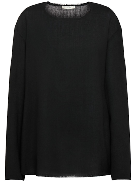 The Row: Cattaleya soft wool tailoring top - Black - women_0 | Luisa Via Roma