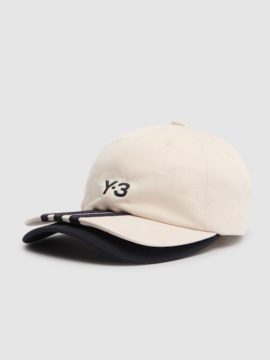 Y-3: Cappello 3S in cotone con ricamo - Beige - men_1 | Luisa Via Roma