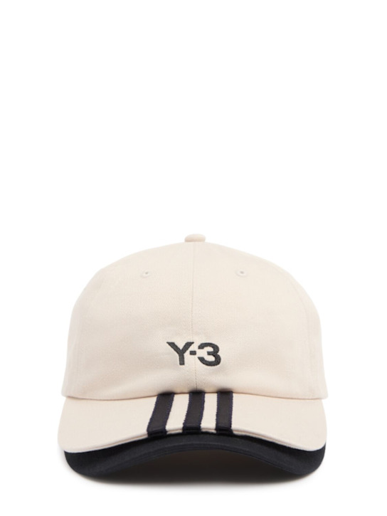 Y-3: Cappello 3S in cotone con ricamo - Beige - men_0 | Luisa Via Roma