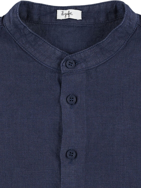 Il Gufo: Linen shirt & shorts - Blue - kids-boys_1 | Luisa Via Roma
