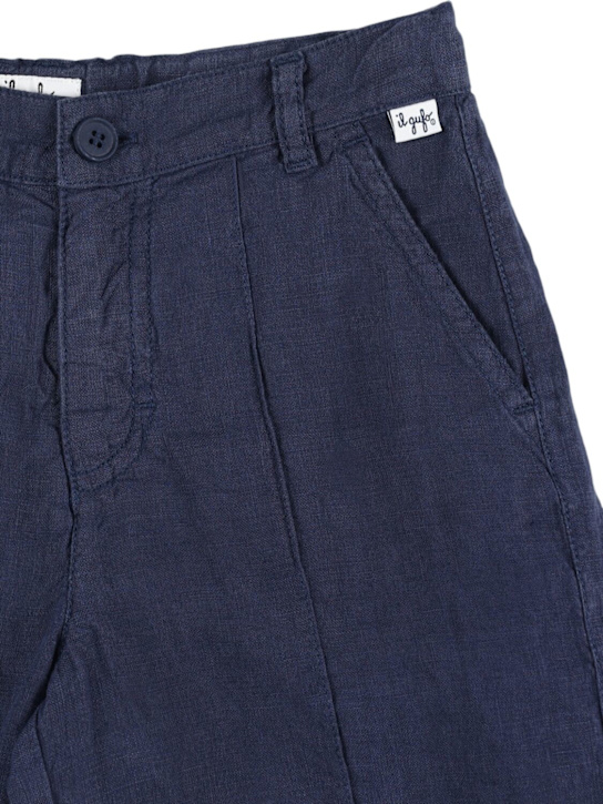 Il Gufo: Linen shirt & shorts - Blue - kids-boys_2 | Luisa Via Roma
