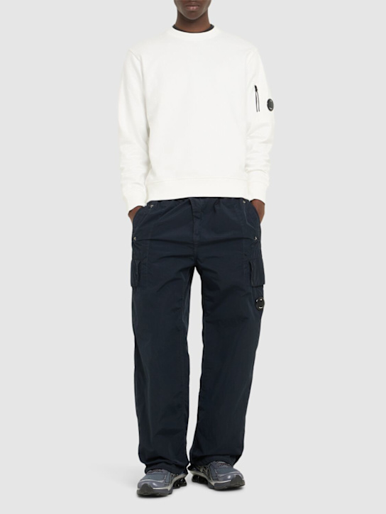 C.P. Company: Diagonal raised fleece lens sweatshirt - Gauze White - men_1 | Luisa Via Roma