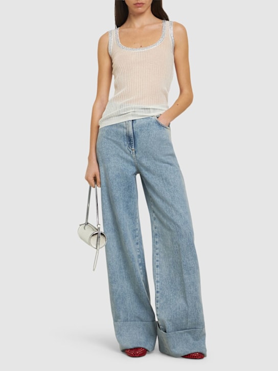 Blumarine: Embellished collar knitted tank top - White - women_1 | Luisa Via Roma