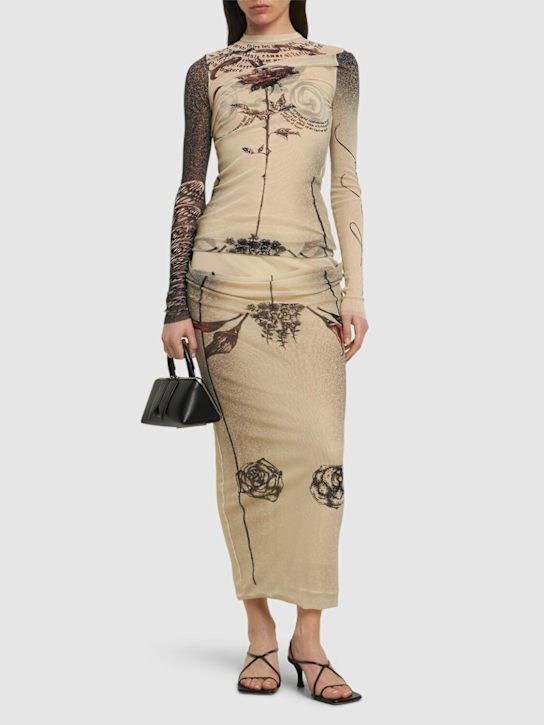 Mesh printed double layer midi skirt - Thumbnail 2