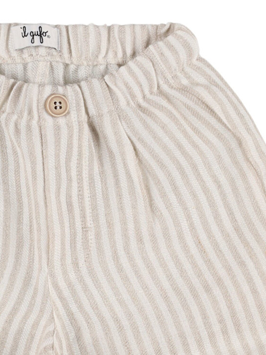 Il Gufo: Linen shirt & shorts - White/Beige - kids-boys_2 | Luisa Via Roma