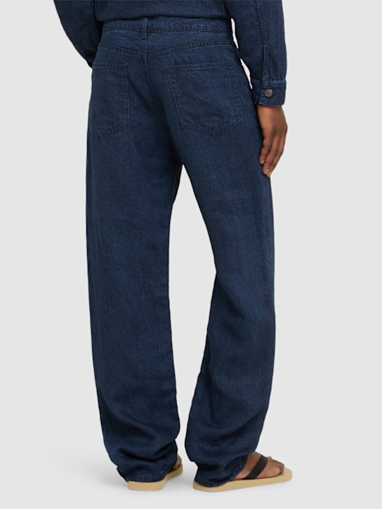 The Row: Hartley linen jeans - Dark Indigo - men_2 | Luisa Via Roma