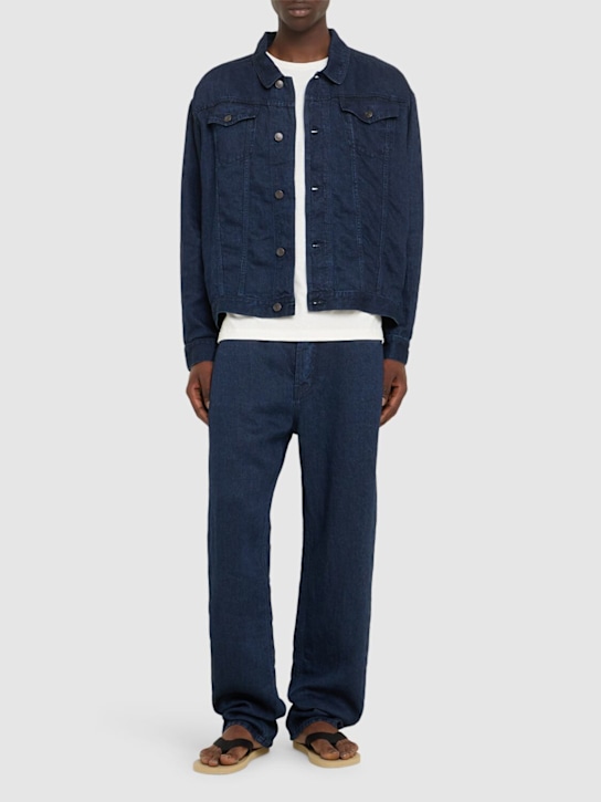 The Row: Hartley linen jeans - Dark Indigo - men_1 | Luisa Via Roma
