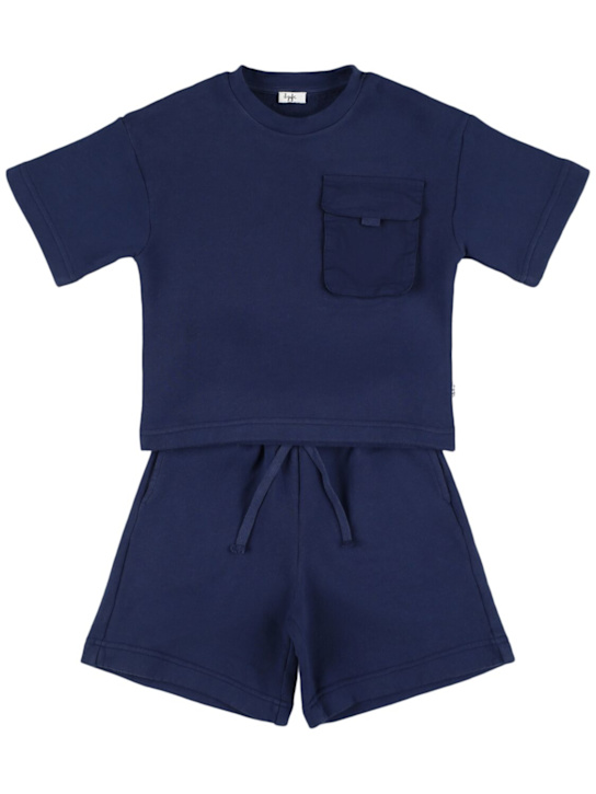 Il Gufo: Cotton jersey t- shirt & shorts - Blue - kids-boys_0 | Luisa Via Roma
