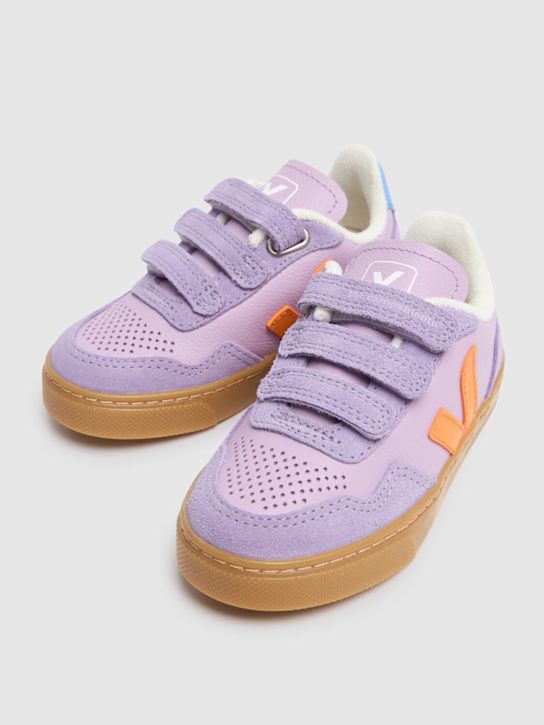Veja X The Campamento: Sneakers à scratch en cuir  O.T V-90 - Lilas - kids-girls_1 | Luisa Via Roma