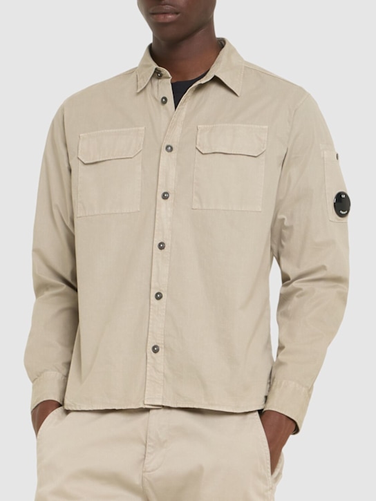 C.P. Company: Organic gabardine lens shirt - Vintage Khaki - men_2 | Luisa Via Roma