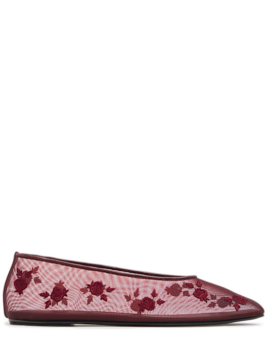 Magda Butrym: 10mm Embroidered ballerina flats - Bordeaux - women_0 | Luisa Via Roma