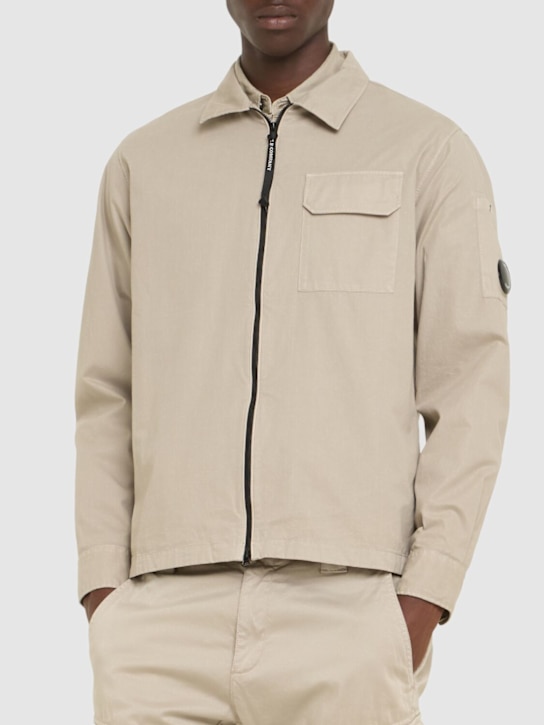 C.P. Company: Organic gabardine full zip overshirt - Vintage Khaki - men_2 | Luisa Via Roma