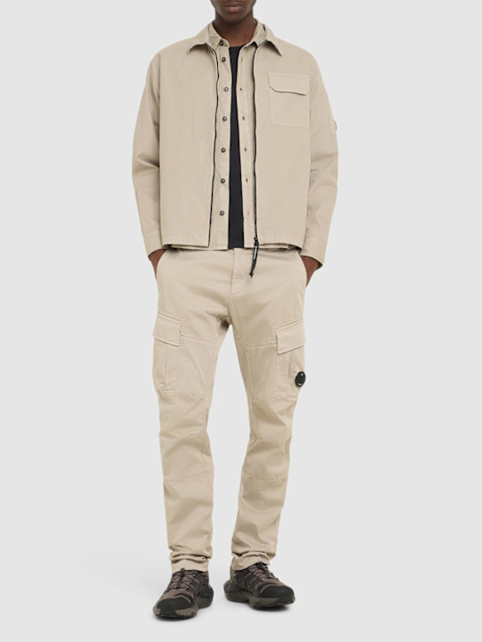 C.P. Company: Sateen stretch cargo lens pants - Vintage Khaki - men_1 | Luisa Via Roma