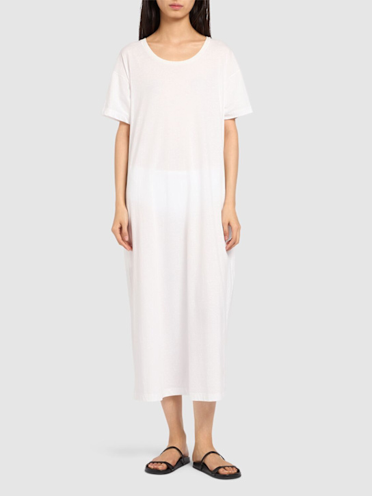 The Row: Rakira short sleeve cotton midi dress - White - women_1 | Luisa Via Roma