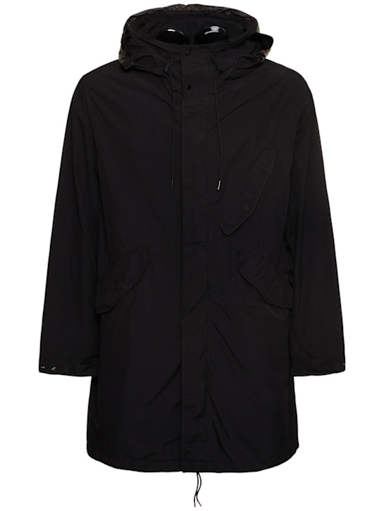 C.P. Company: Flatt nylon goggle fishtail parka - Schwarz - men_0 | Luisa Via Roma