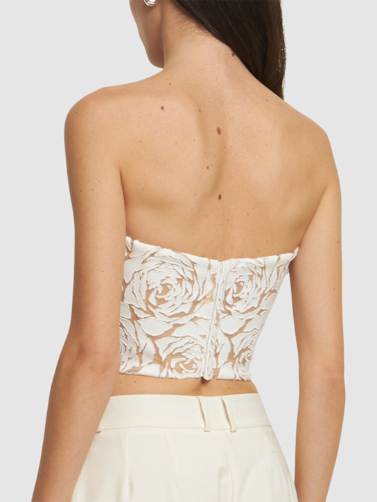 Ermanno Scervino: Flower embroidered cotton blend top - White - women_2 | Luisa Via Roma