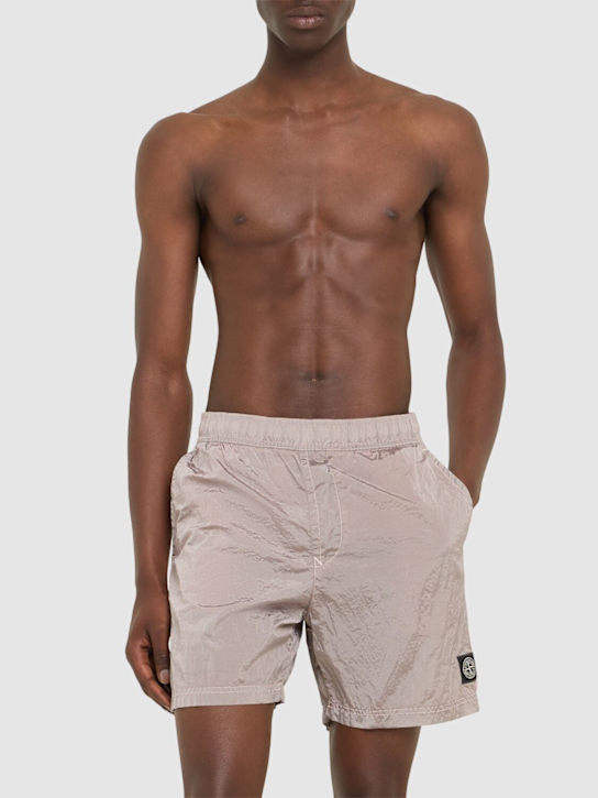 Stone Island: Logo patch shorts - men_1 | Luisa Via Roma