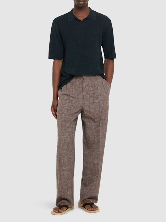 The Row: Reggie linen & viscose polo top - Petrol - men_1 | Luisa Via Roma