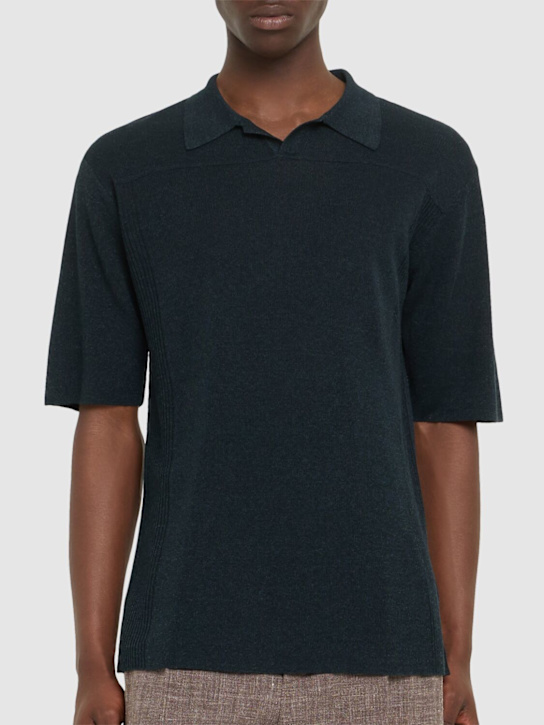 The Row: Reggie linen & viscose polo top - Petrol - men_2 | Luisa Via Roma