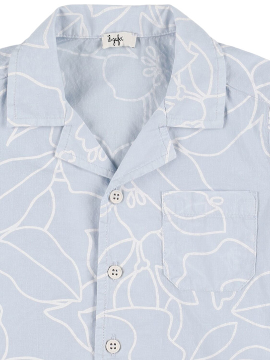Il Gufo: Printed shirt & cotton blend shorts - Light Blue - kids-boys_1 | Luisa Via Roma