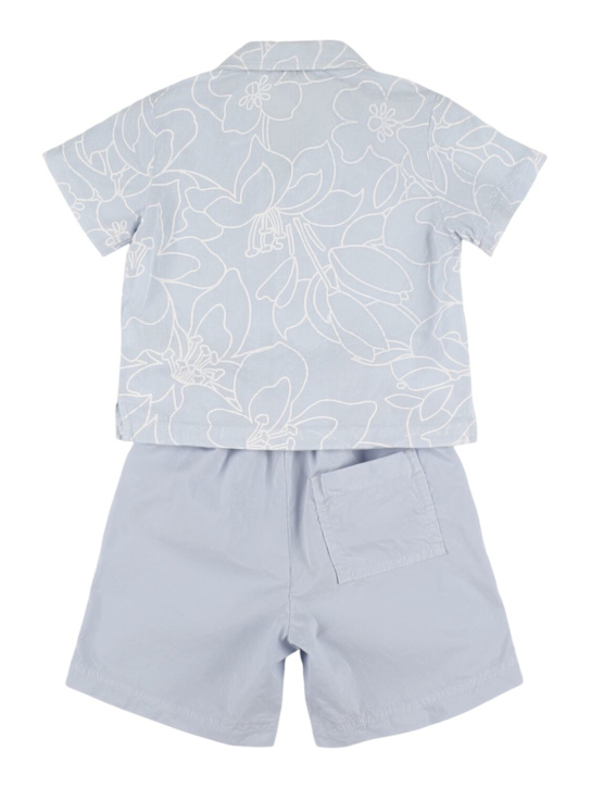 Il Gufo: Printed shirt & cotton blend shorts - Light Blue - kids-boys_3 | Luisa Via Roma