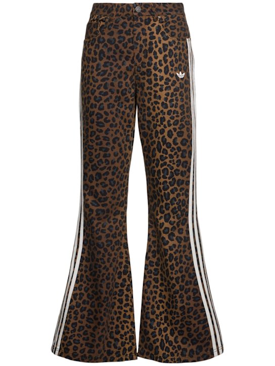 adidas Originals: Leopard print denim flared pants - women_0 | Luisa Via Roma