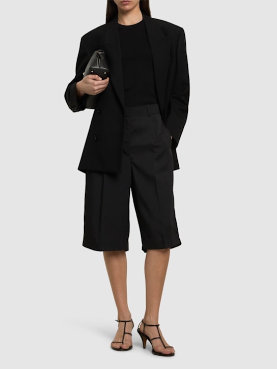Abadia: Mid-rise triacetate blend bermuda shorts - Black - women_1 | Luisa Via Roma