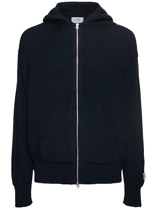 Rib knit zip hoodie - Thumbnail 1
