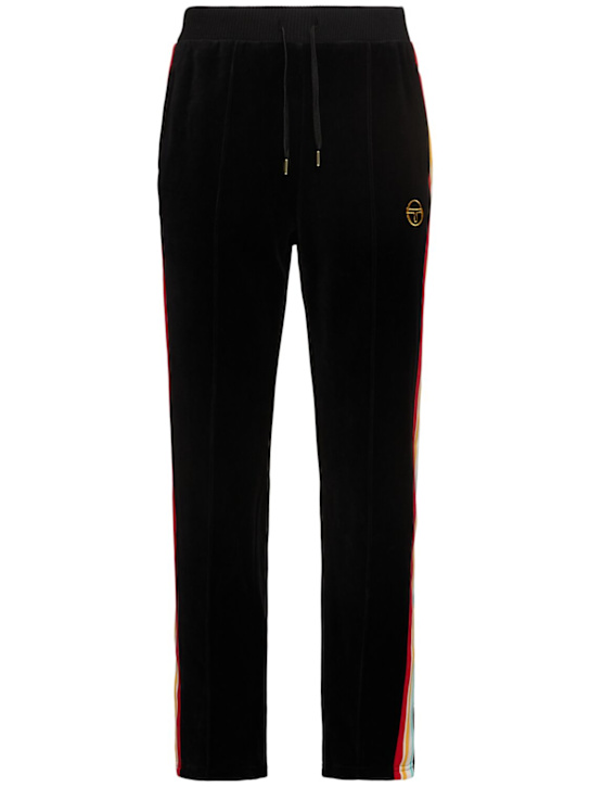 Sergio Tacchini: Slice velour track pants - Black - men_0 | Luisa Via Roma