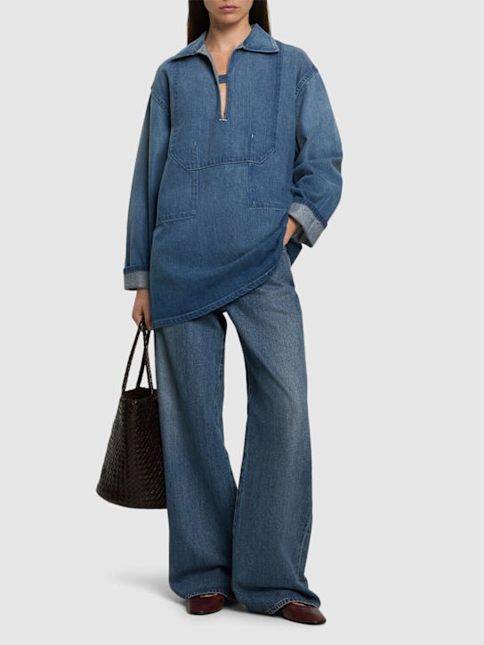 Faded light selvedge denim shirt - Thumbnail 2