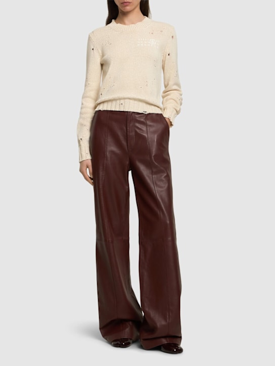 MM6 Maison Margiela: Cotton blend crewneck sweater - women_1 | Luisa Via Roma