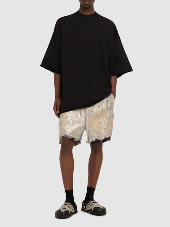 Rick Owens: Boxers gold denim shorts - Gold/Silver - men_1 | Luisa Via Roma