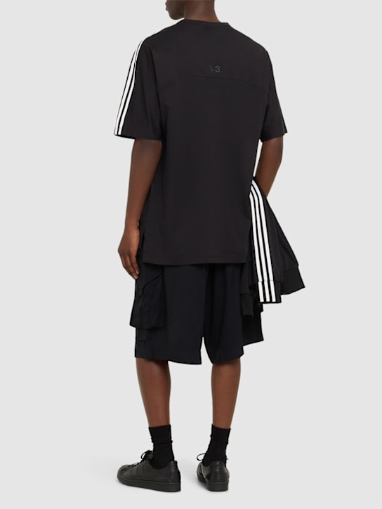 Y-3: 3-Stripe short sleeve cotton t-shirt - men_1 | Luisa Via Roma