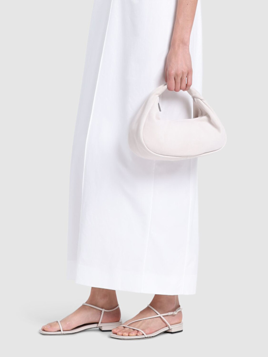 Studio Amelia: 10mm Cross front leather flats - Stone - women_1 | Luisa Via Roma