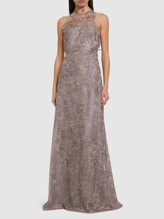 Sleeveless lace long dress - Thumbnail 2