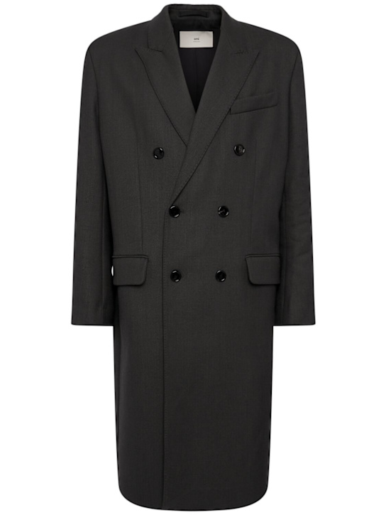 AMI Paris: Double breasted wool coat - men_0 | Luisa Via Roma