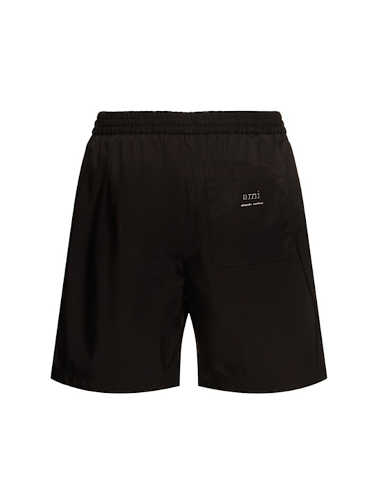 AMI Paris: Cotton blend shorts - Black - men_1 | Luisa Via Roma