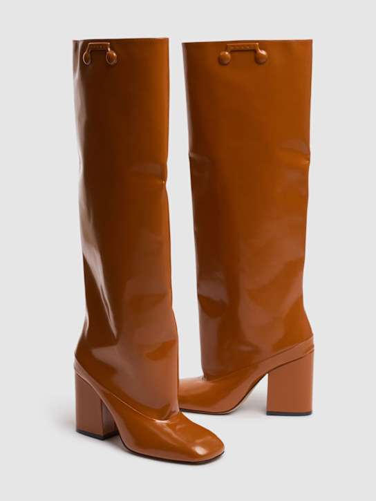 Marni: 90mm Shiny leather tall boots - women_1 | Luisa Via Roma