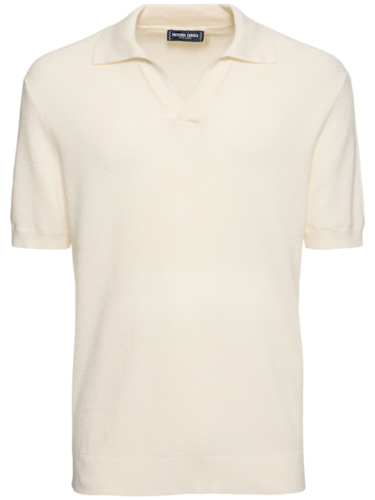 Frescobol Carioca: Rino STR salt & pepper stitch polo - Ivory - men_0 | Luisa Via Roma