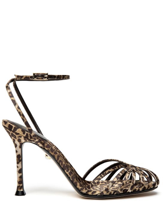 Alevì: 95mm Ally leopard print satin pumps - women_0 | Luisa Via Roma
