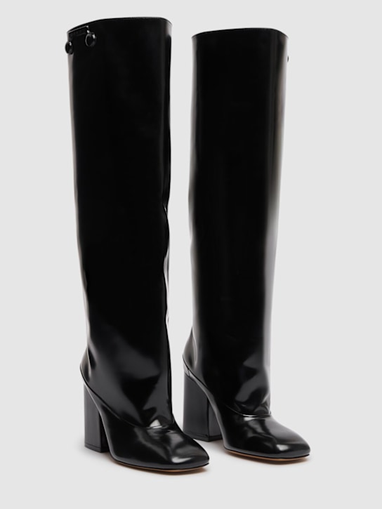 Marni: 90mm Shiny leather tall boots - Black - women_1 | Luisa Via Roma