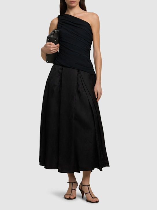 Abadia: Elodie draped maxi skirt - Black - women_1 | Luisa Via Roma