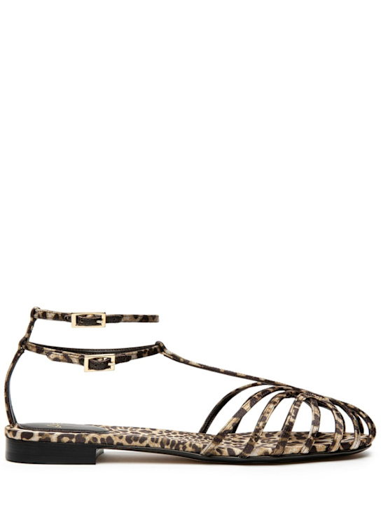 Alevì: 10mm Elena leopard print satin flats - women_0 | Luisa Via Roma
