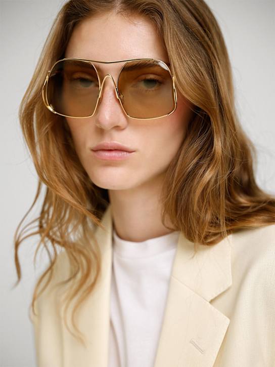 Miu Miu: Squared metal sunglasses - women_1 | Luisa Via Roma