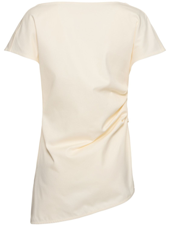 JW Anderson: Asymmetric draped cotton top - Ivory - women_3 | Luisa Via Roma